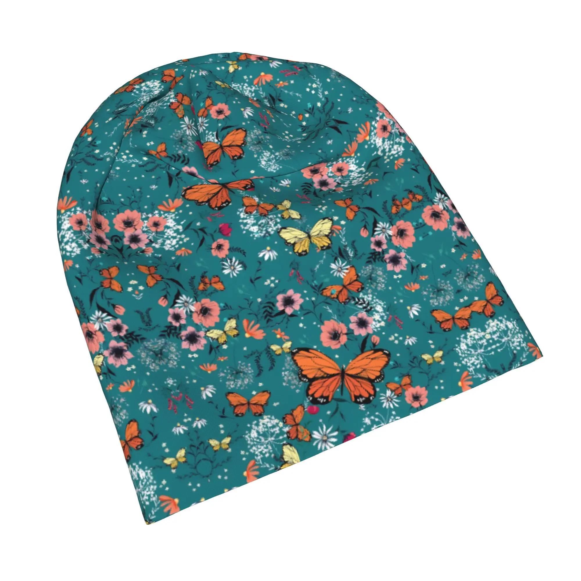 Фото Шапки-бини Stitch Bonnet для мужчин и женщин: тонкие, с цветочным узором и листьями, осенне-весенние, теплые, уличные, в стиле Skullies Beanies №3