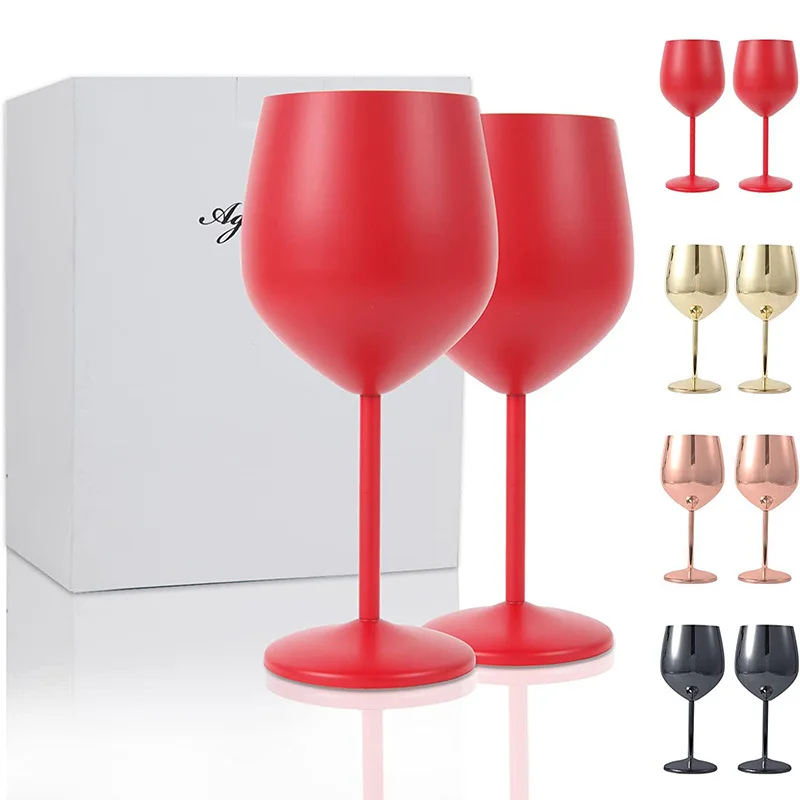 

18oz/550ml Creative Electroplate Colorful Goblet Stainless Steel Beer Mug Red White Wine Glass Cups Champagne Glass Home Barware