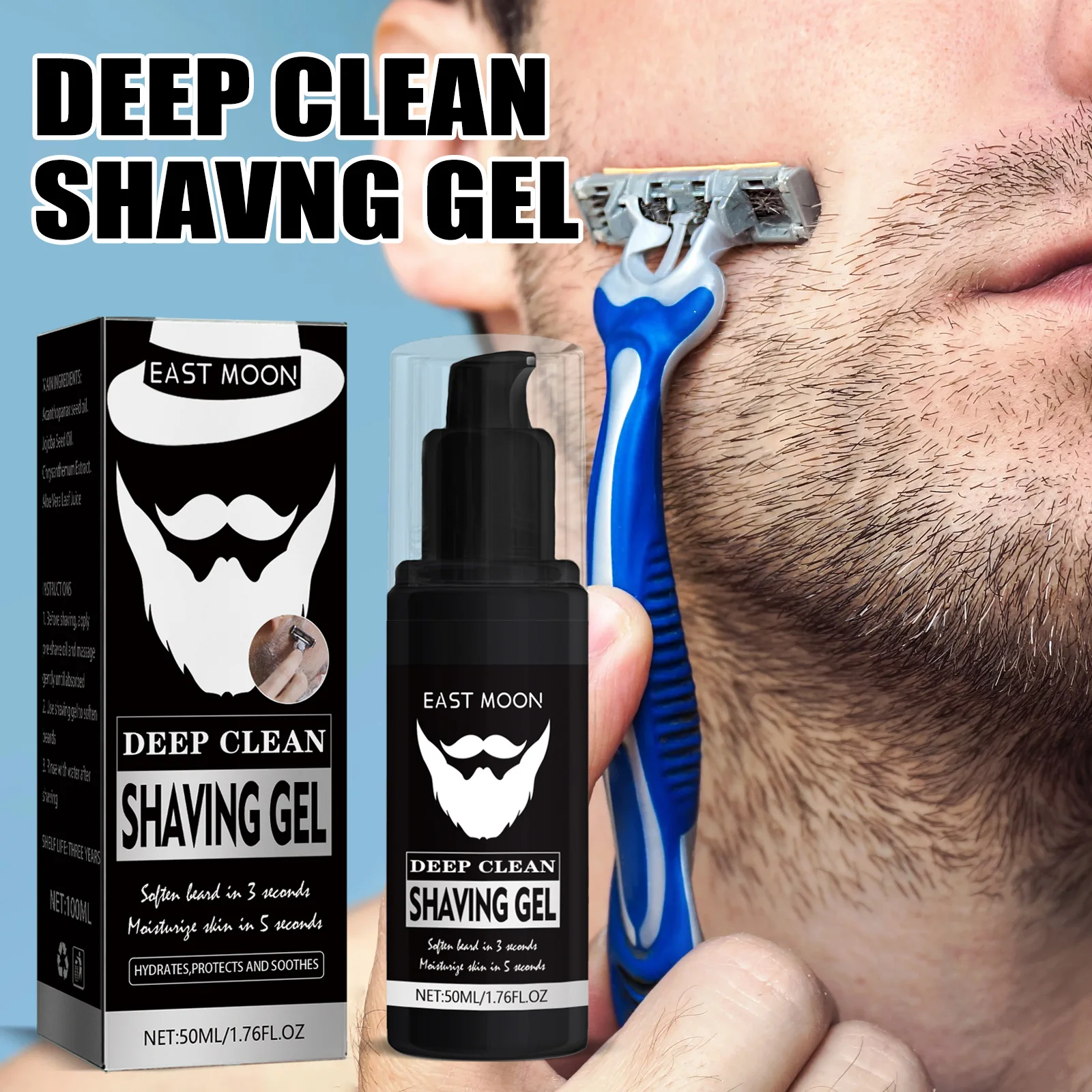 

Deep Clean Shaving Gel Men's Shaving Softens Beard Gentle Refreshing Facial Treatment