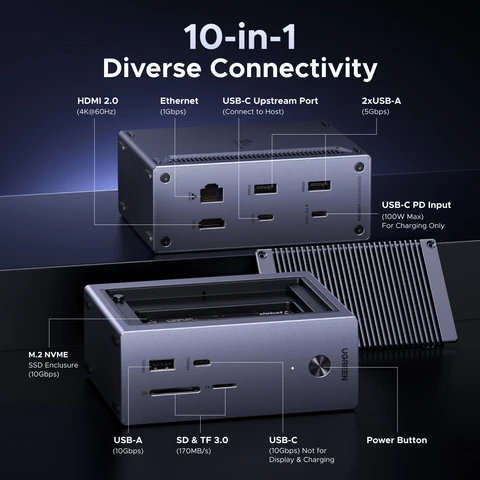 UGREEN Док-станция M.2 SSD 10 Гбит/с