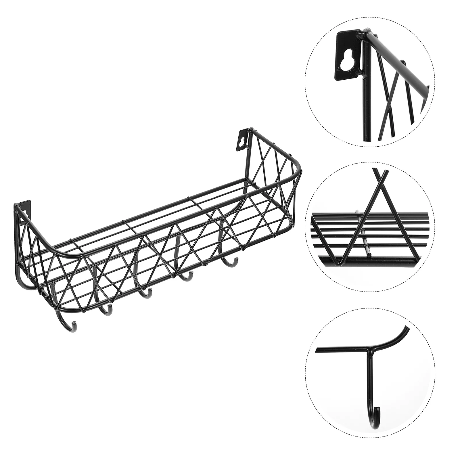 

Hooks Wall Key Entryway Coat Holder Rack Shelf Mounted With Wire Metal Basket Hanging Hanger Hook Rustic Organizer Farmhouse