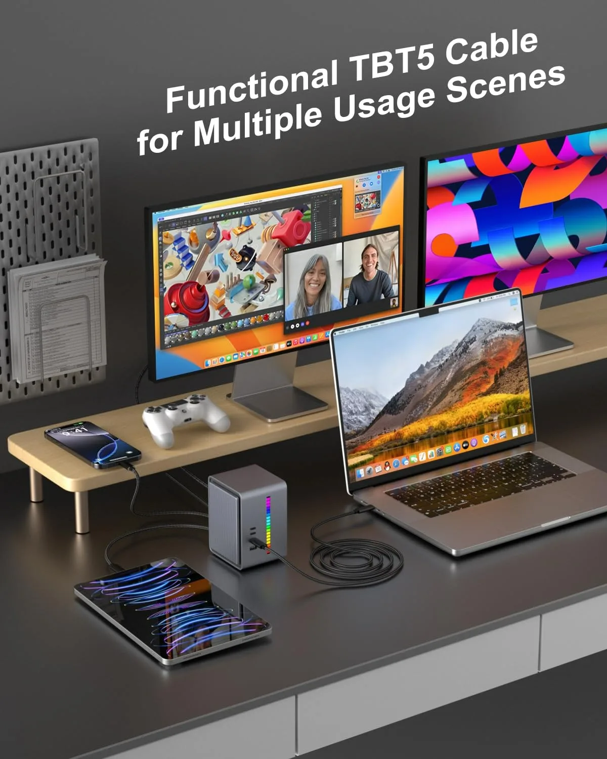 Кабель USB‑C на C, 80 Гбитс, 240 Вт, быстрая зарядка PD3.1, поддержка дисплеев 16K8K, совместим с Thunderbolt543, USB4, док-станциями, Macbook Pro, eGPU, SSD. (art.: 3920dcd827ea5) - 3920dcd827ea5