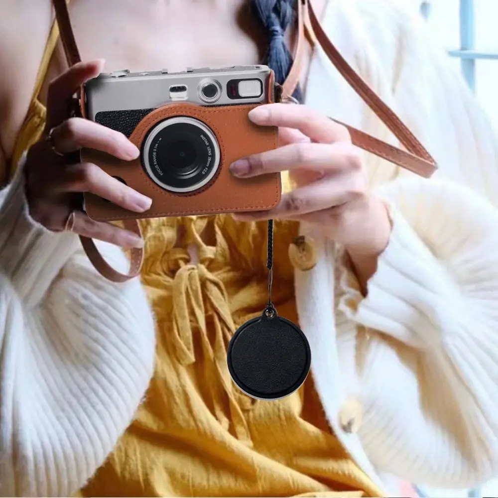 Самоклеящаяся защитная крышка из натуральной кожи для объектива Fujifilm Instax mini EVO