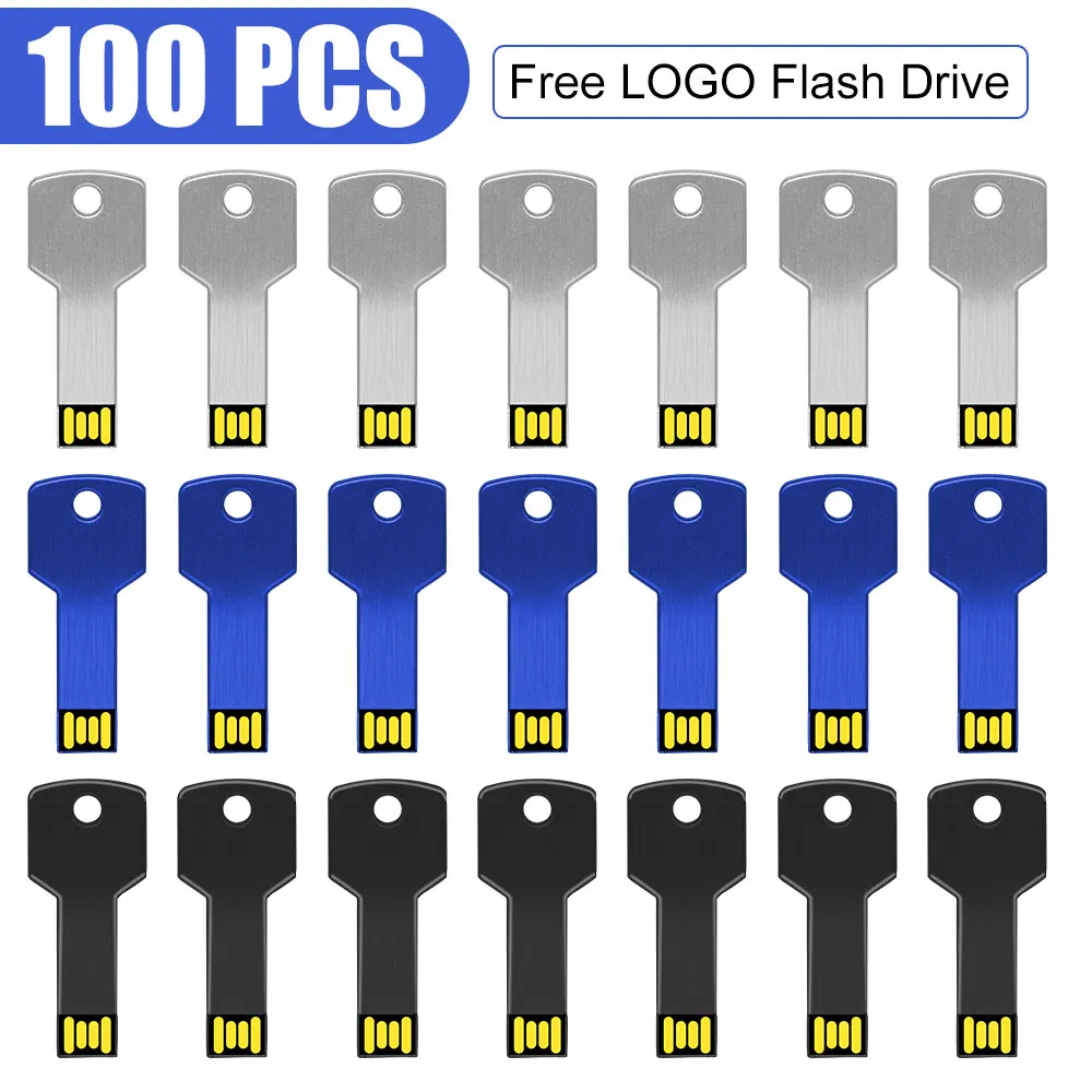 100 шт./лот персонализированный логотип USB 2 0 в форме ключа металлическая память U