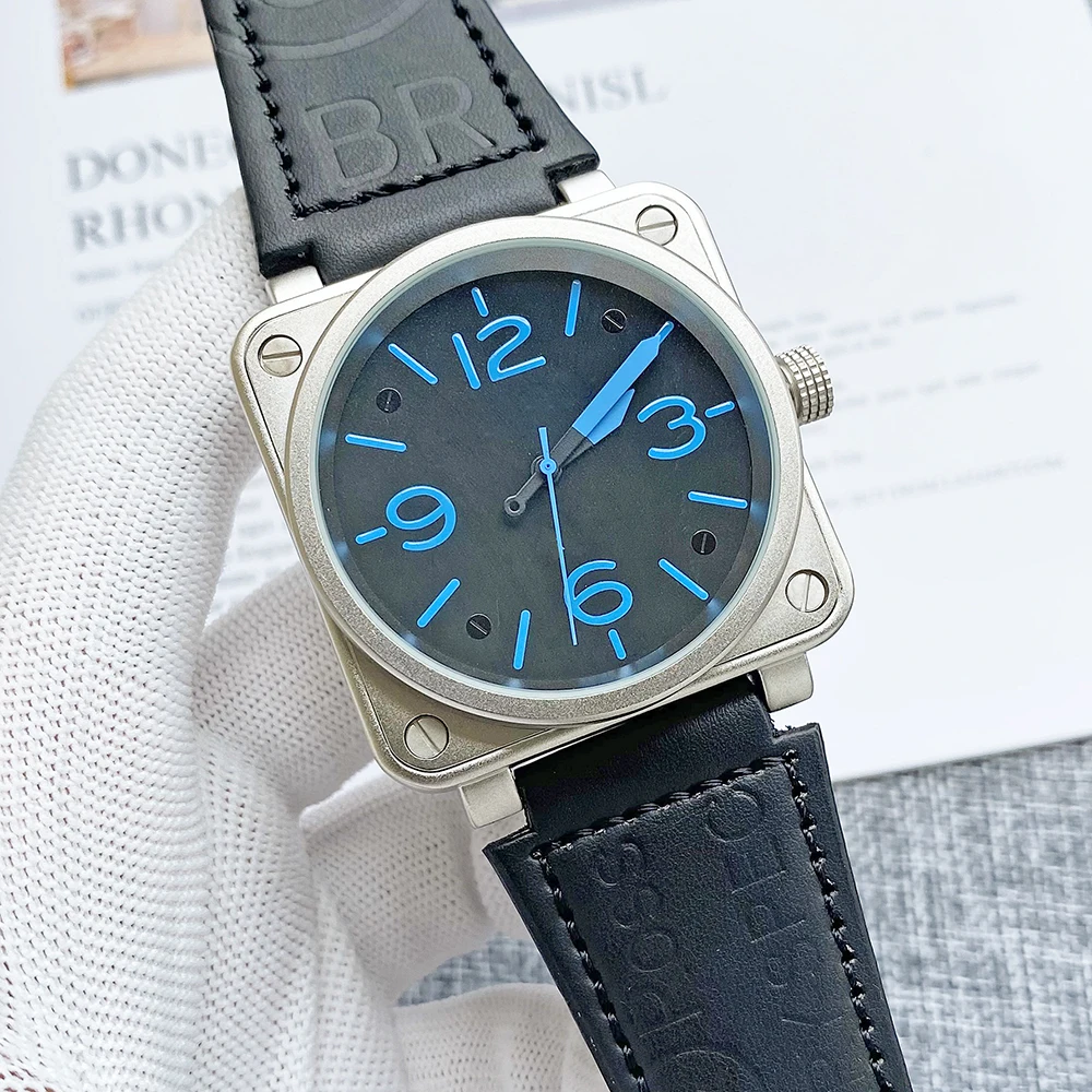 

High-end Luxury BR Brand Automatic Mechanical Men's Stainless Steel Leisure Sports Calendar Business Leather Watch