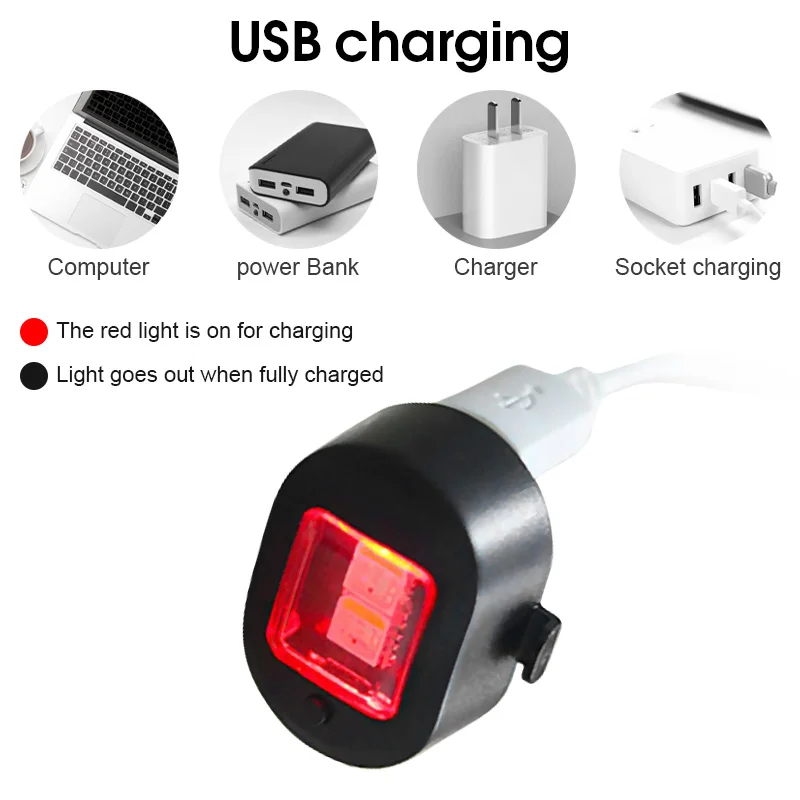 Задний фонарь для горного велосипеда с зарядкой от USB предупреПредупреждение