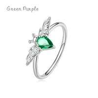 2022 new silver bee 925 sterling silver shiny green zircona finger rings for women girls gift animal ring jewelry anillo j1328