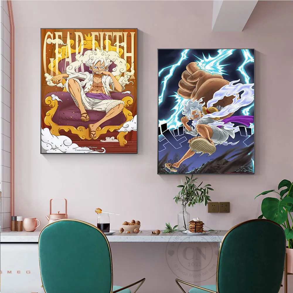 Аниме One Piece Gear 5 Холст Картины Плакаты и репродукции Wall Art Monkey D. Luffy Comic Picture For Living Room