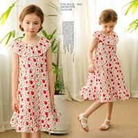 girls summer sweet dress sleeveless printed cotton young childrens clothing fashion o neck cute vest princess dress for kids