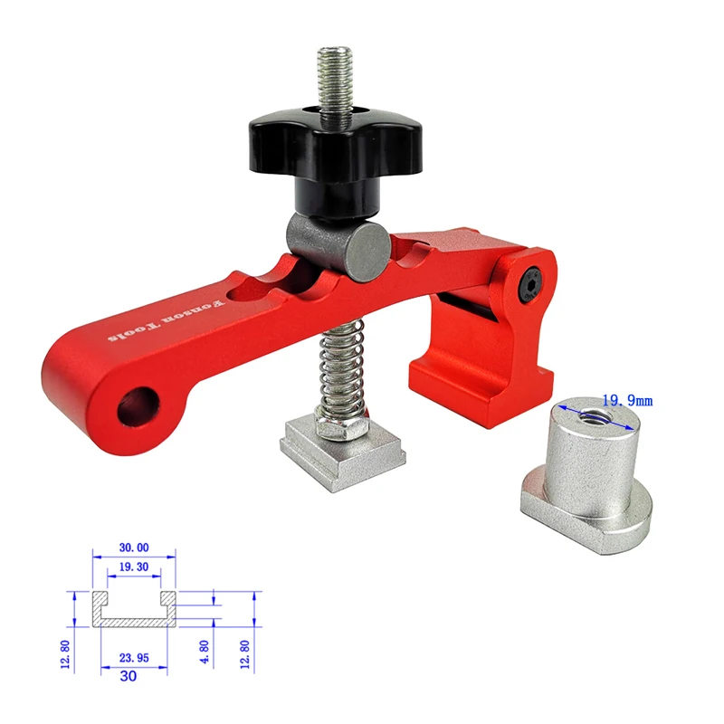 

T-Track Aluminum Hole Clamp For 20MM Desktop Jig clamp Tools Hold Woodworking Down Fixed Purpose Blocks Platen T-Slots Dual 30mm