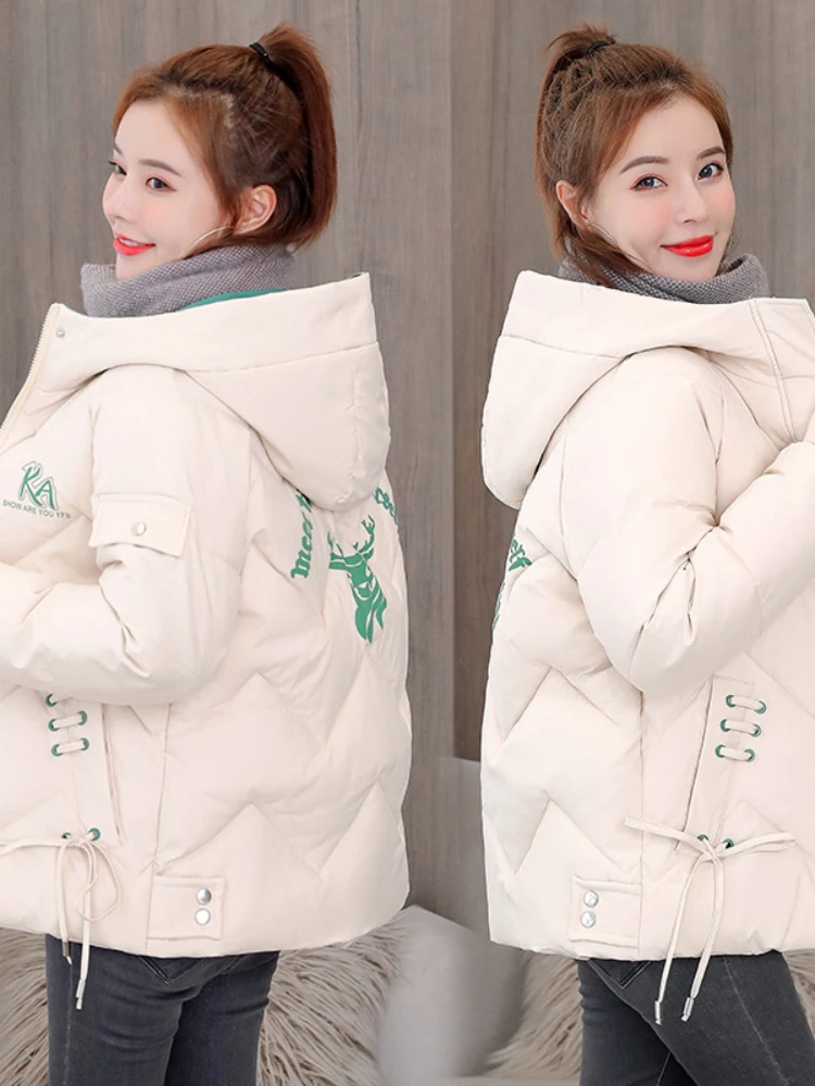 2025 зимняя женская куртка с капюшоном пальто хлопковая одежда короткая новая