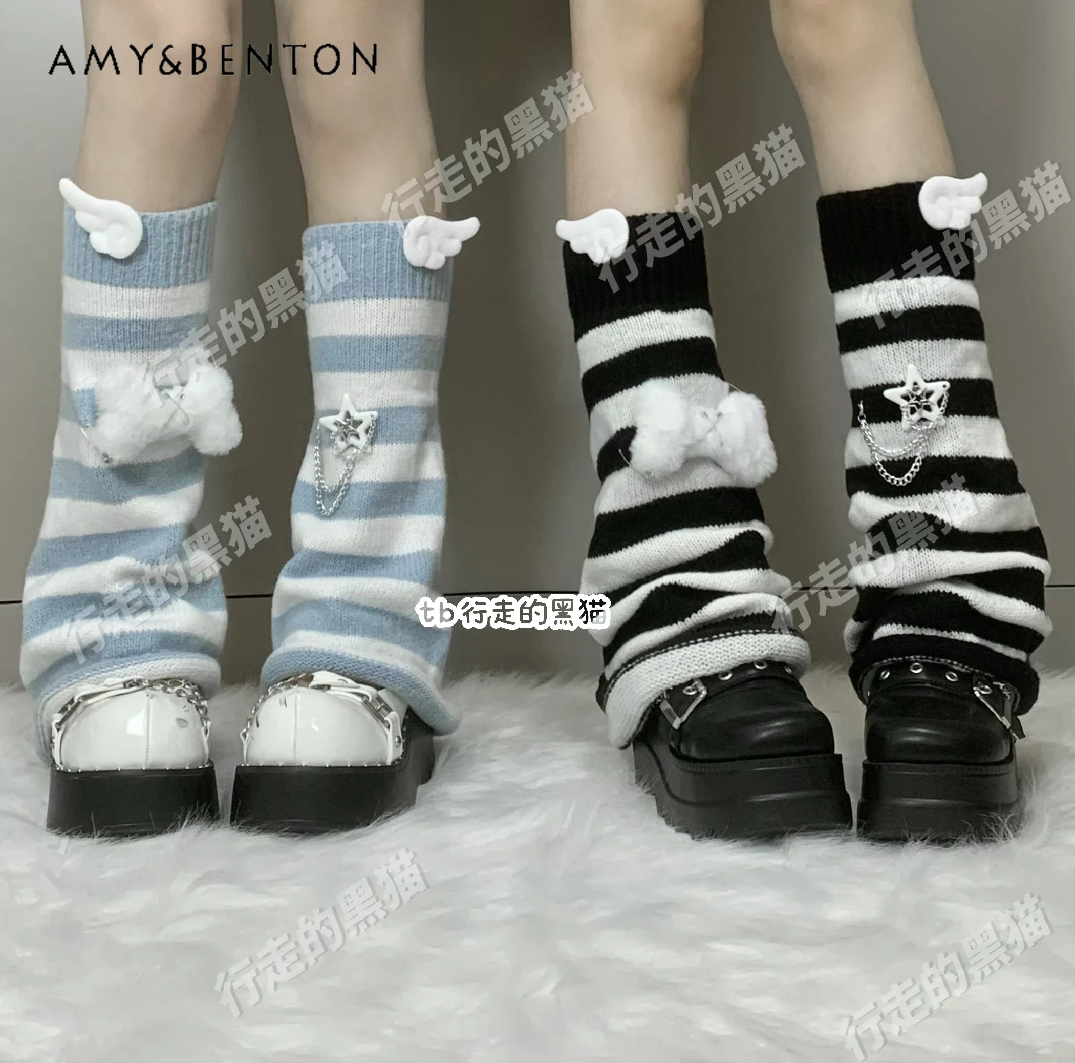 Оригинальные субкультуры акварельные полосатые гетры с рогами японские Harajuku