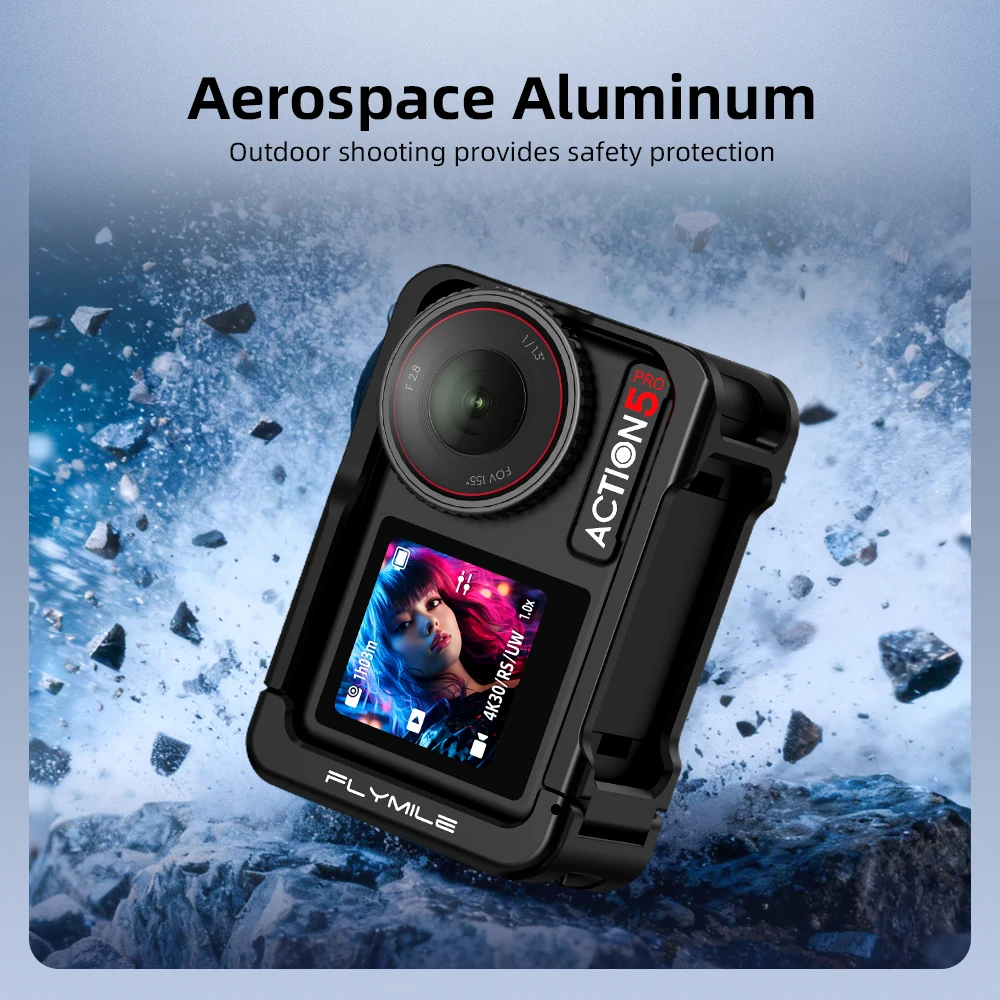 Фото Держатель для камеры Flymile для DJI Action 5 Pro/Action 4, аксессуары, кнопка затвора, ручка для фотосъемки №5