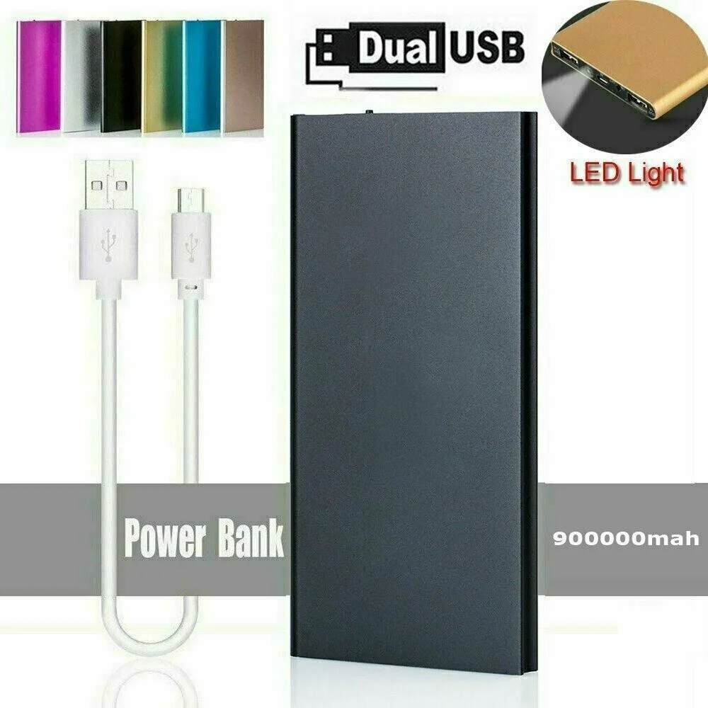 

Portable 900000mAh Battery Charger Power Bank LED Dual USB For All Mobile Phone