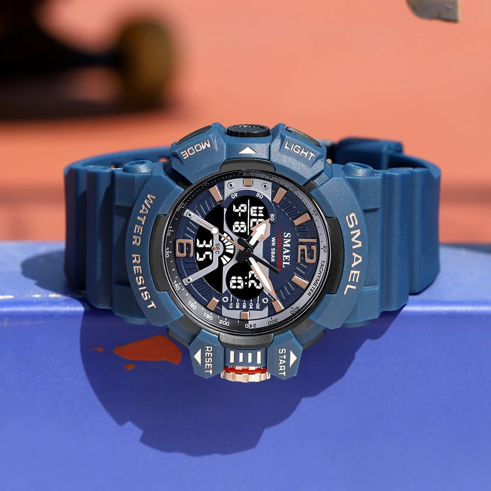 SMAEL мужские часы с двойным дисплеем спортивные военные наручные кварцевые