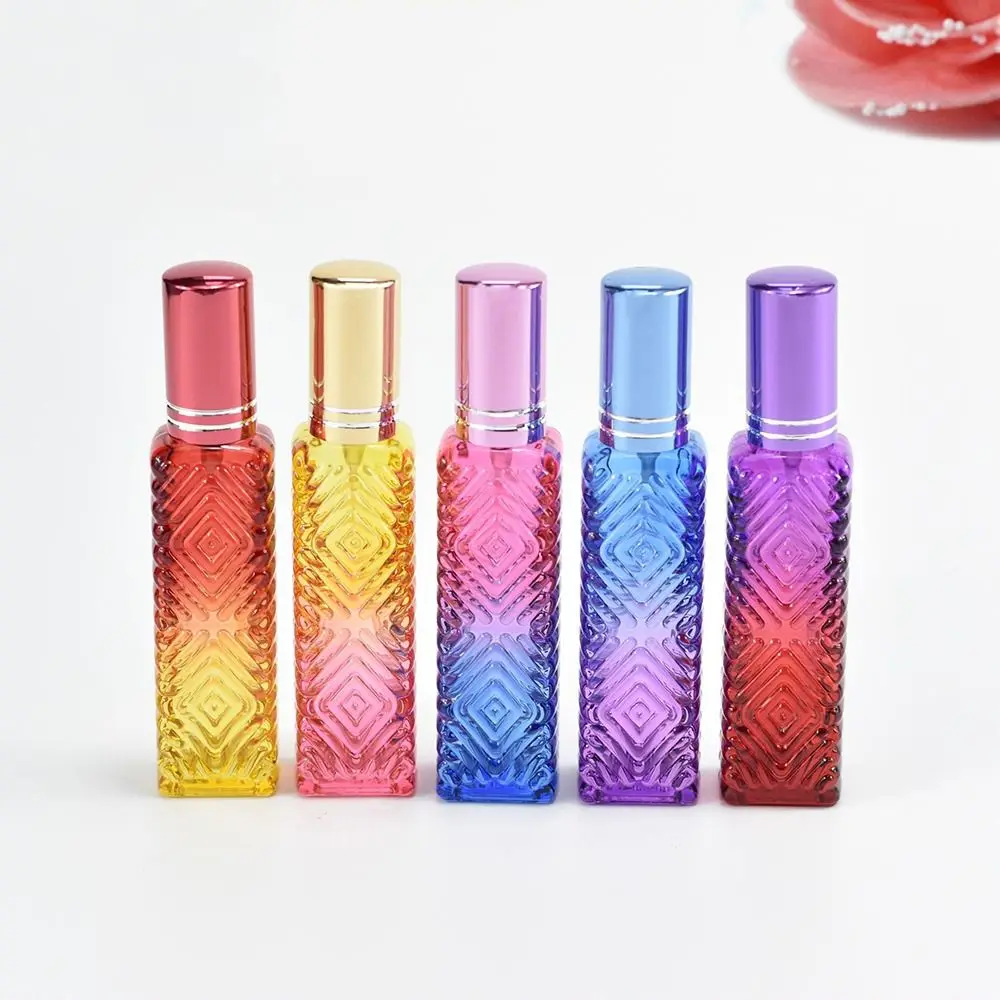 

Refillable Bottle Colorful Glass Perfume Bottle Mini Atomizer Spray Bottle Sample Vials 10ml Square Flat Bottle Sub-Bottling