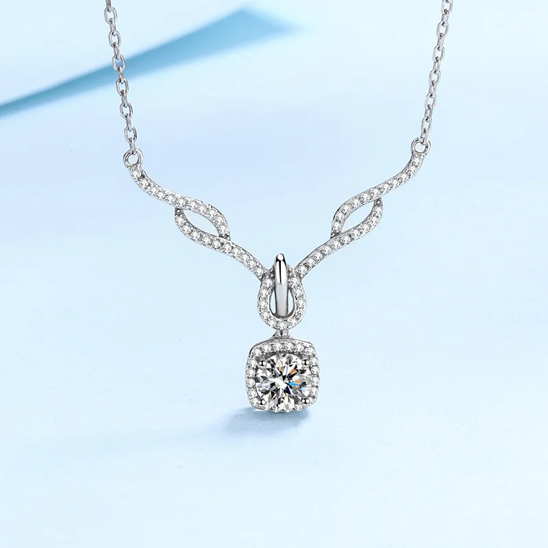 

Ожерелье женское из серебра 0,8 пробы с муассанитом, 925 карат, D, VVS1