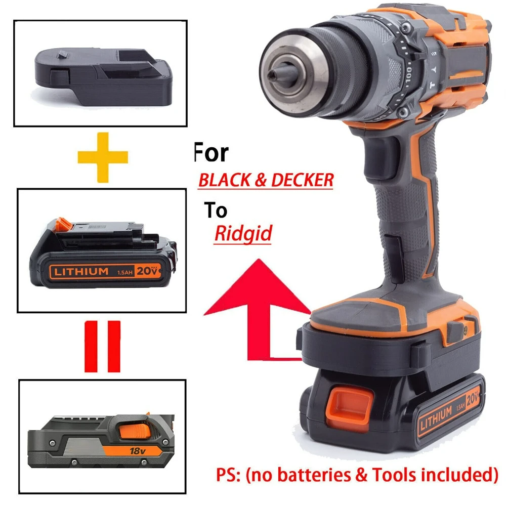 For Black & Decker 20V Lithium Battery Adapter to RIDGID AEG 18V  Power Tools (Not include tools and battery)