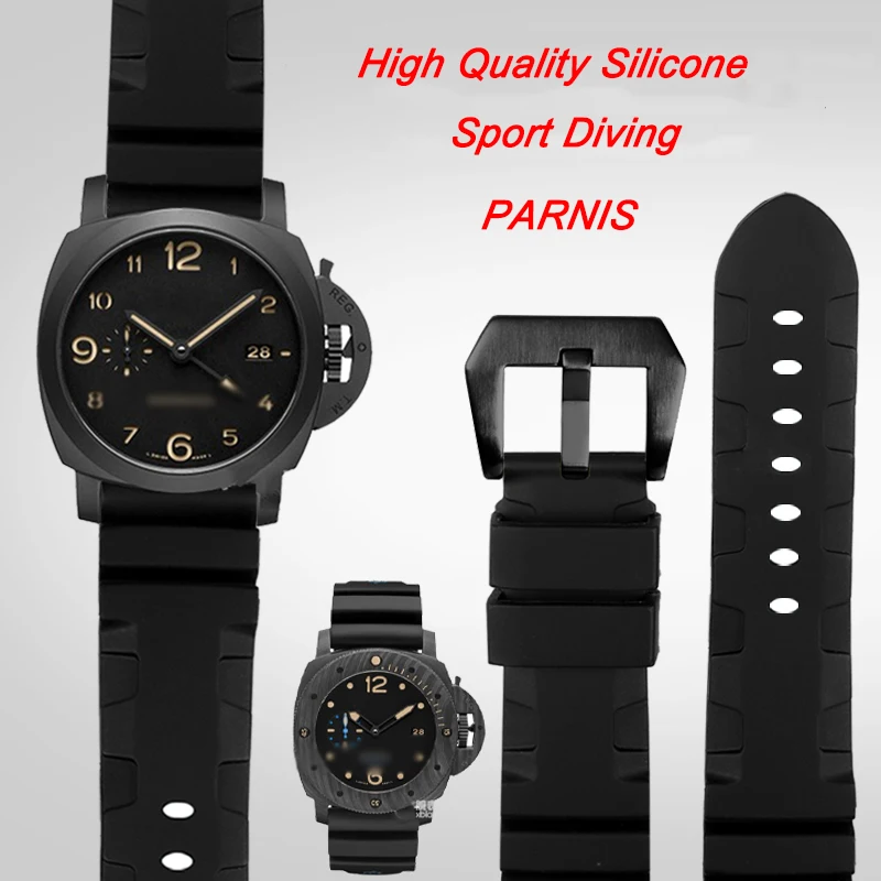 

24mm 26mm New Style High Quality Soft and Waterproof Silicone Rubber Watch band For Panerai Strap Dustproof Bracelet Black Green