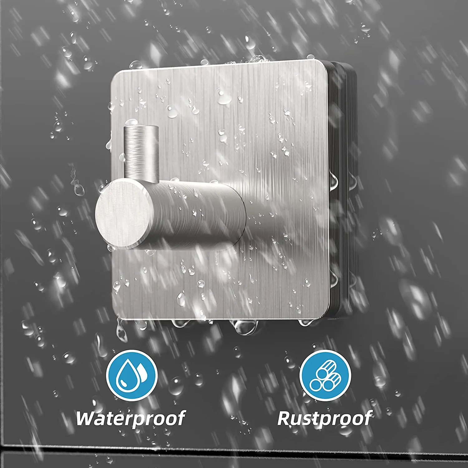 

Square SliverSteel Shower Stick on Wall Hooks for Hanging Towels Waterproof for Bathroom Towel Hanger Brushed Nickel 4.5CM