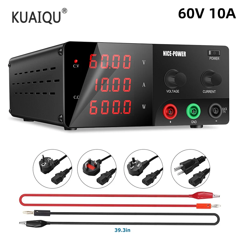 Регулируемый Профессиональный лабораторный источник питания постоянного тока, лабораторный Высокочастотный источник питания, регулятор напряжения тока «сделай сам», 60 в, 10 А, 600 Вт