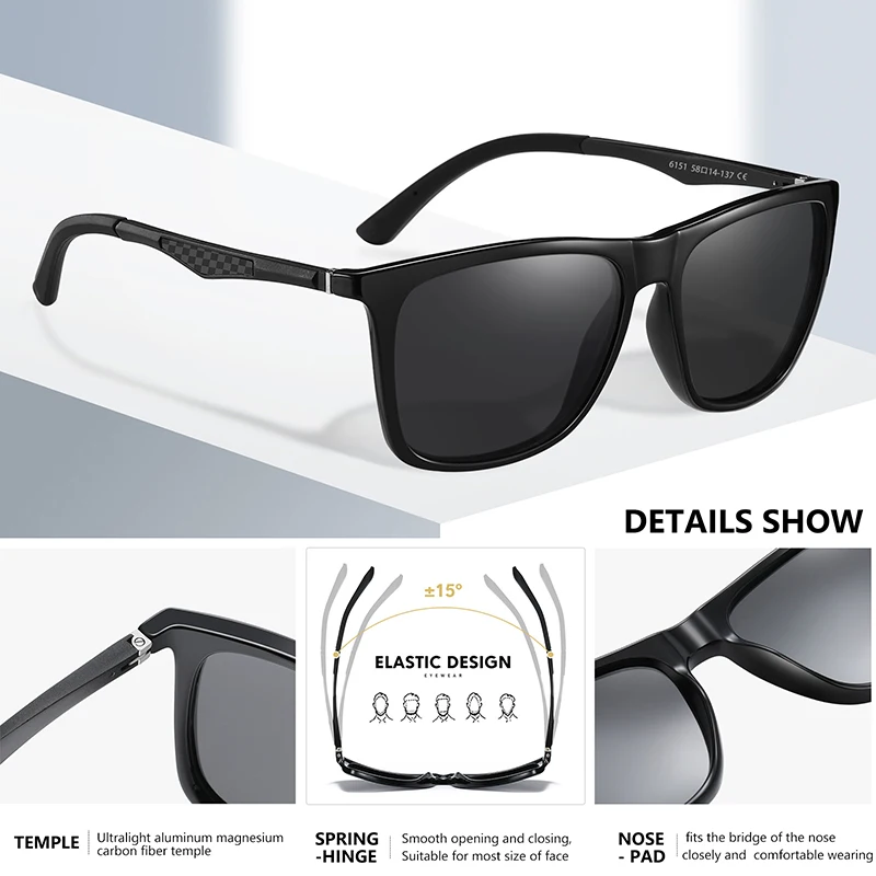 Фото AOWEAR ретро поляризационные солнцезащитные очки для мужчин и женщин квадратные солнцезащитные очки UV400 для вождения Gafas De Sol №4