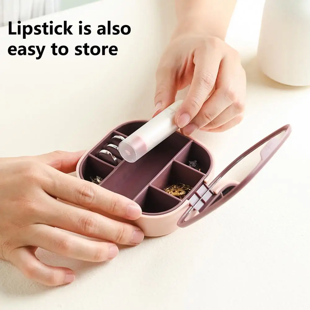 

Jewelry Storage Holder Practical with Mirror 2 Colors Divided Jewelry Storage Holder for Home