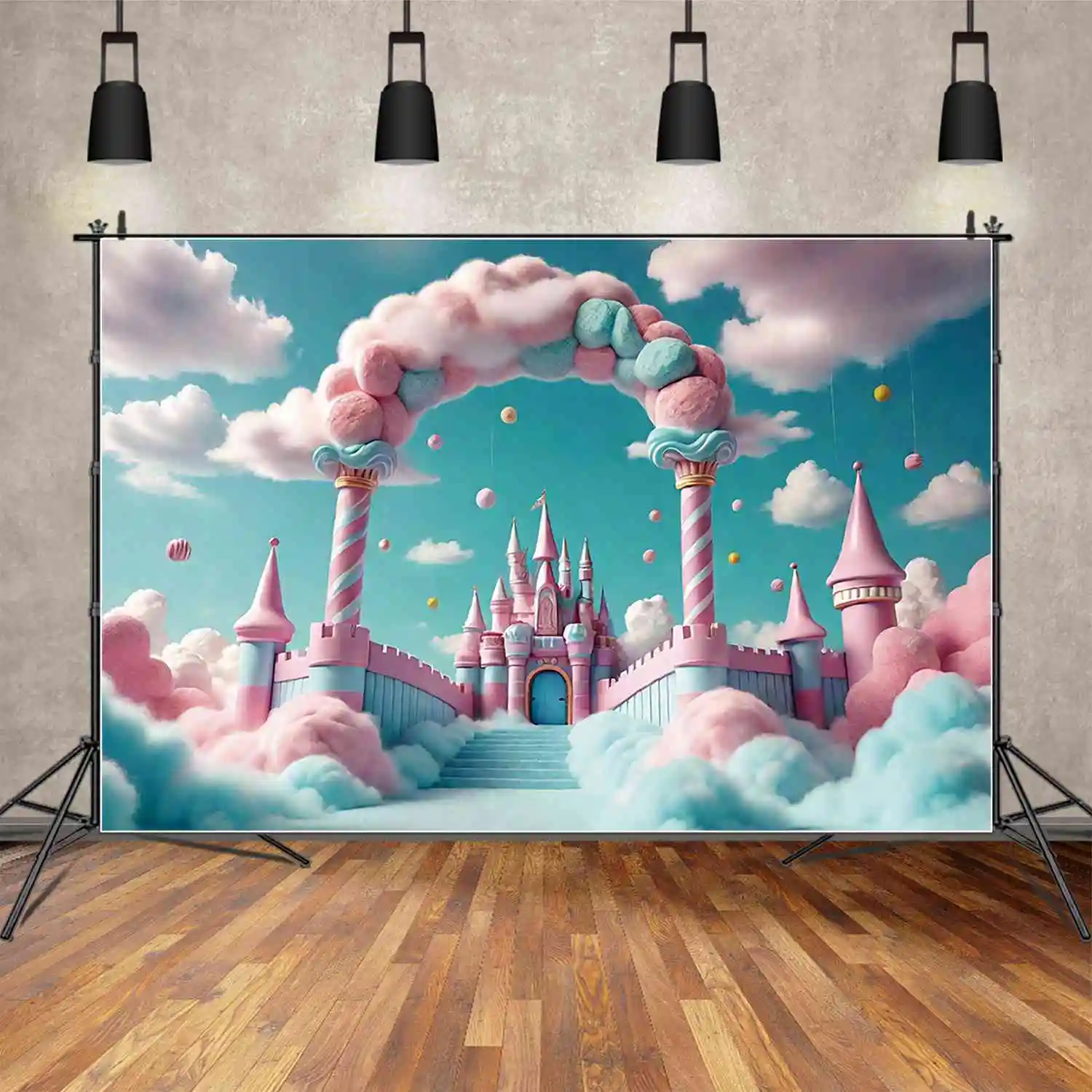 Луна. QG конфеты флосс замок День рождения Декорации для детского дня голубое небо