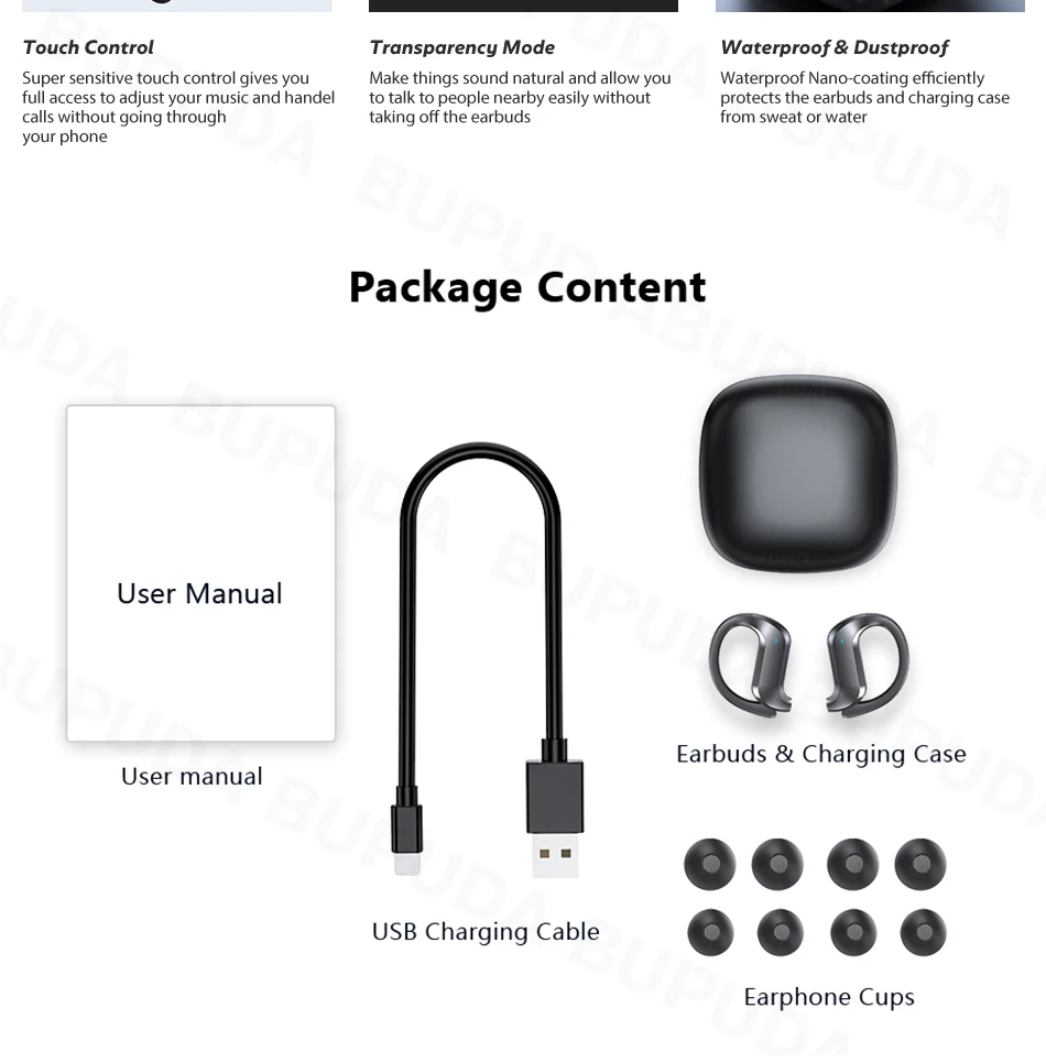 Sports Bluetooth Earphones With Microphones IPX7 Waterproof Wireless Headphones Hifi Stereo Music Earbuds |