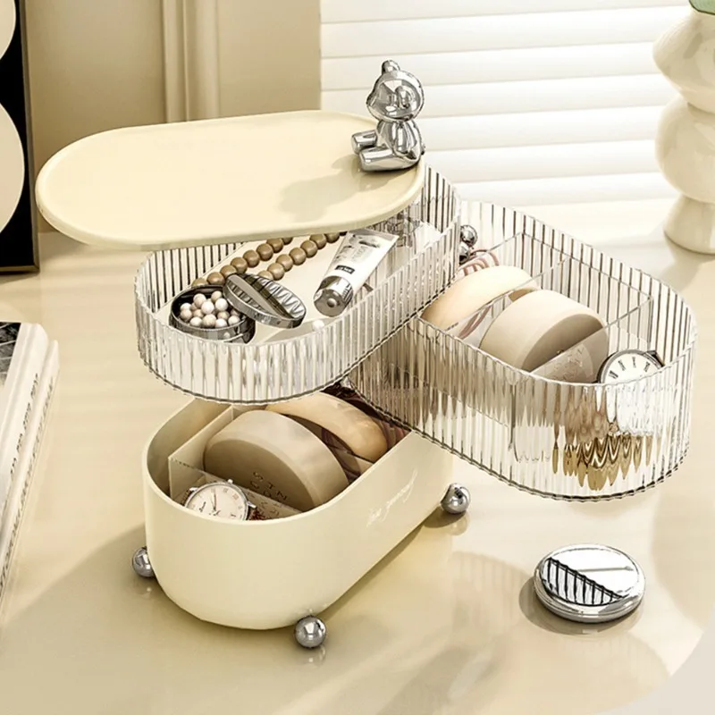 

Rotating Cosmetic Storage Box Organizer Makeup Desktop Large Capacity Display Cabinet Multi-layered Transparent Makeup Holder