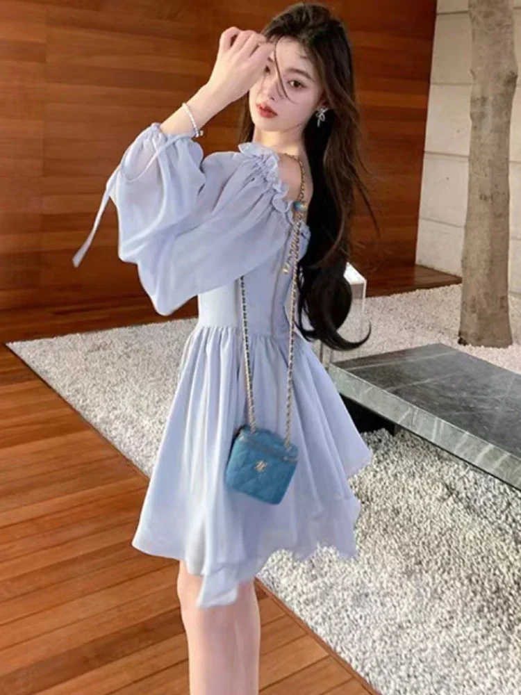 Платье женское в стиле ретро с рукавами-фонариками