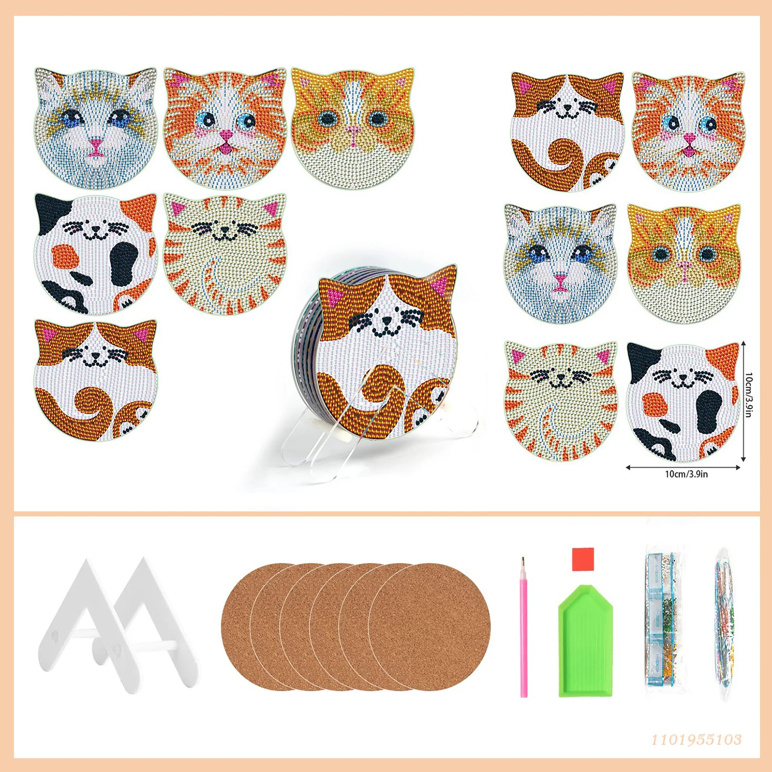 

Cartoon Diamond Painting Coasters Creative DIY Coffee Coaster Heat Insulation Moisture-Proof Coaster Placemat Table Decoration