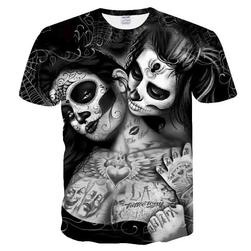 

Masked 2018 New 3D t shirt Woman Men Skull tshirt Print Peking Opera Summer Tops Casual Tees Short Sleeve Streetwear Halloween