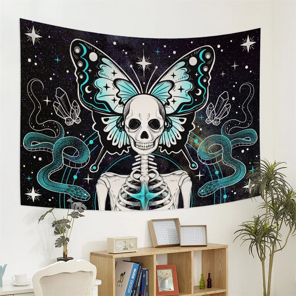 Психоделическая бабочка Череп Змея гобелен на стену Мандала Богемный Хиппи