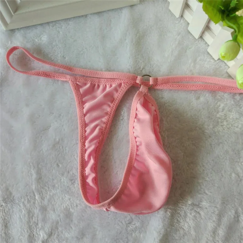 

Мужские трусы стринги, черные Однотонные трусы с металлическими кольцами, микро-стринги, сексуальное нижнее белье для мужчин, гей-трусы