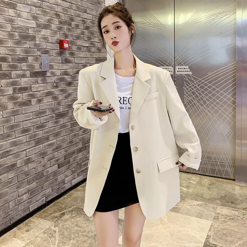 2020 Women Fashion Trends Suit Jackets for Korean Fall Casual Clothing Teenage Girls Oversized Blazer Tops Loose Fit Streetwear