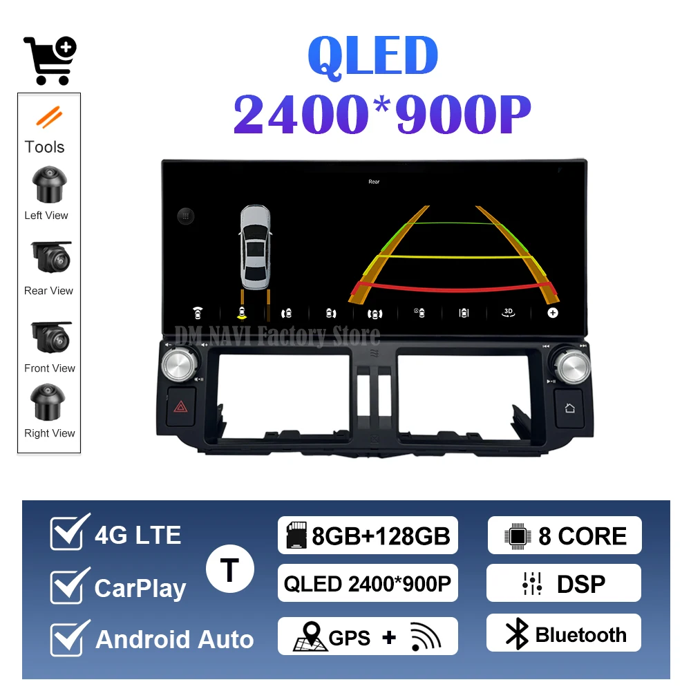 

Автомобильный радиоприемник Android 14 для Toyota Land Cruiser Prado 150 2010-2013 навигация GPS WIFI BT 12,3 дюйма QLED 2400*900P сенсорный экран