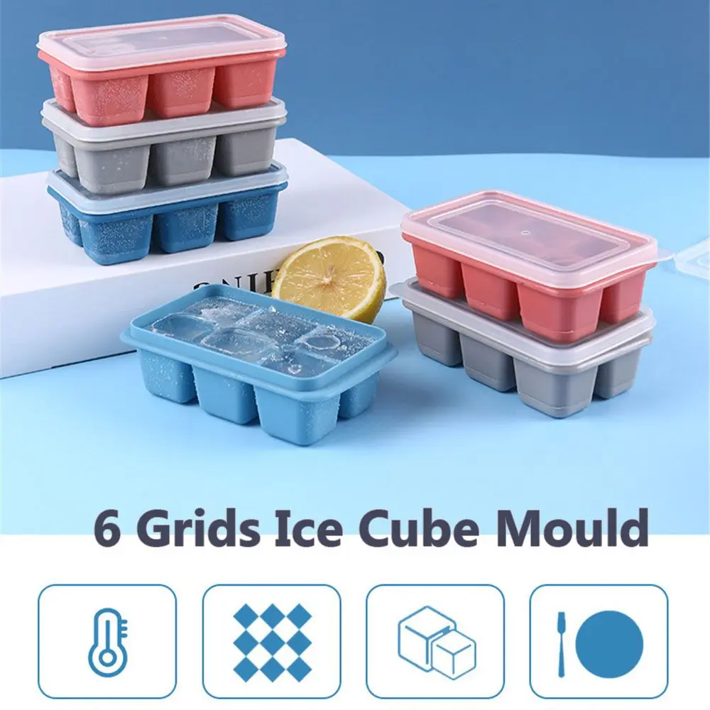 

Soft Silicone Mold Beer Coffee Chiller DIY Fast Cool Gadget Drink Cooling Ice Cube Maker With Lid 6 Grids Ice Mould