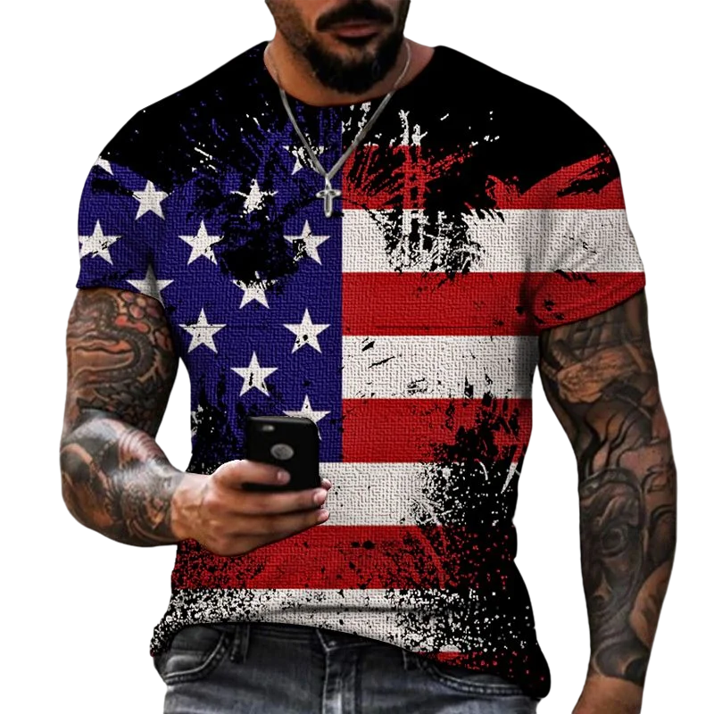 

2022 European and American street style 3D print men's loose short-sleeved T-shirt men's O-neck street style men's shirt