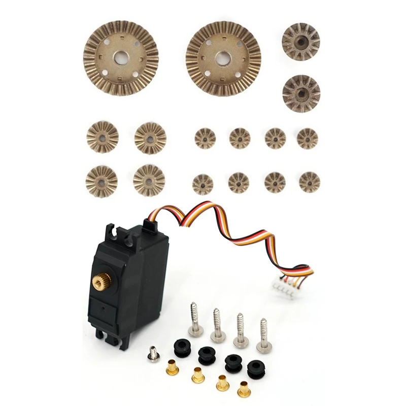 

Комплект из 2 обновленных металлических запчастей для Wltoys машинки на радиоуправлении: 1 комплект 12T 24T 30T моторная шестерня, Передний Задний д...