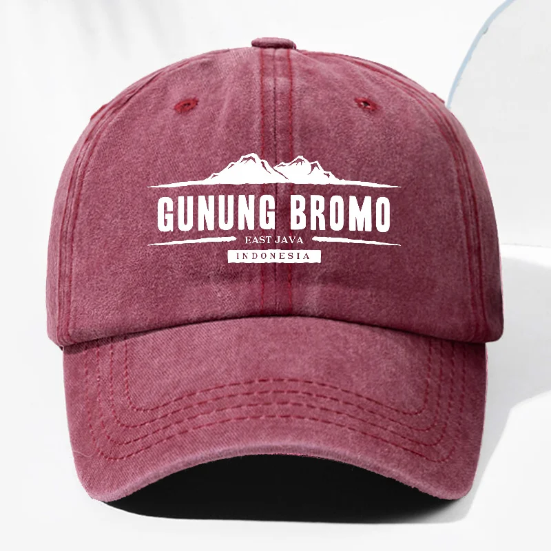 Фото Бейсбольная кепка Gunung Bromo с принтом, винтажная, с эффектом потертости, унисекс, регулируемая, для активного отдыха, на все сезоны, для повседневной носки №4