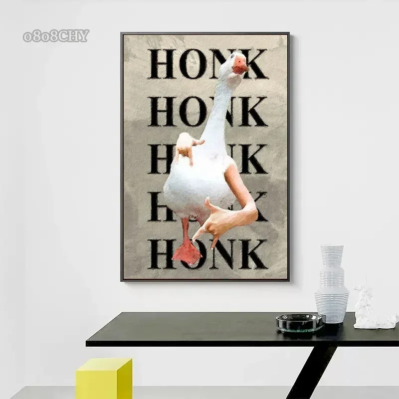 Забавный мультяшный гусь мем постеры и принты холст картина деньги в утином роте