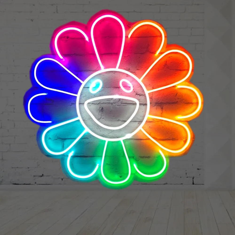 Big Sunflower LED Neon Sign 15.7X15.7in Colorful Light for Room Wall Outdoor Indoor Party Shop Decor Custom LED Neon Lamp Signs