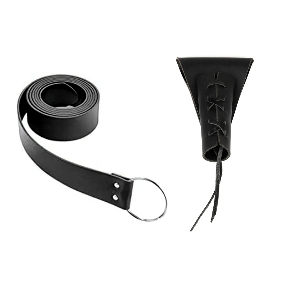 Кожаный ремень-Кобура в средневековом стиле черный пояс с кинжалом лягушкой