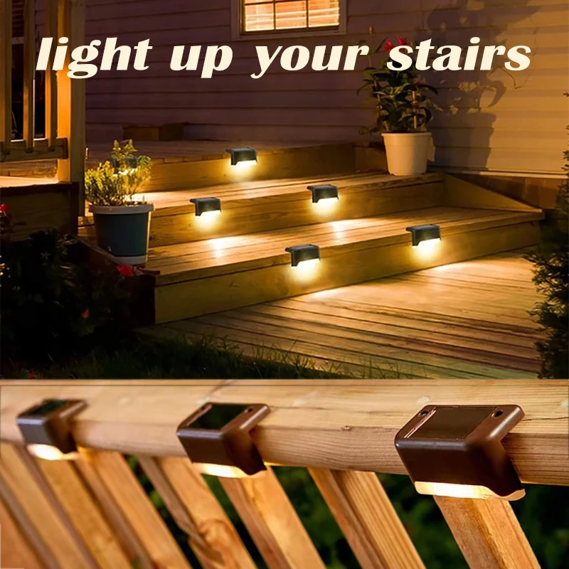

Solar Powered LED Outdoor Stair Lamp IP65 Waterproof Solar Panel Night Lights1/4/8/16pcs for Garden Pathway Yard Steps Fence