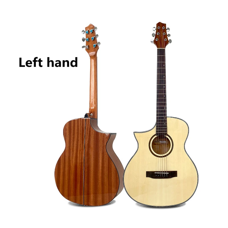 

Left Hand Handed Guitar Acoustic Electric Steel-String 40 Inches A-Body Guitarra 6 Strings Folk Pop Cutaway HighGloss Pickup