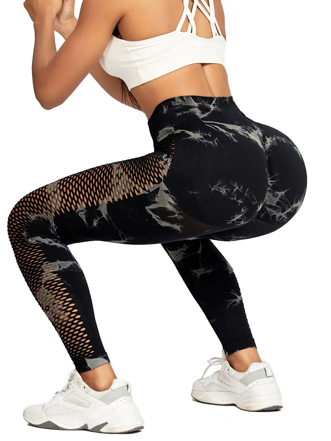 Seamless Hollow Leggings Women Tie-Dye High Waist Yoga Pants for Fitness Push Up Tights Female Clothes Gym Workout Skinny Newest