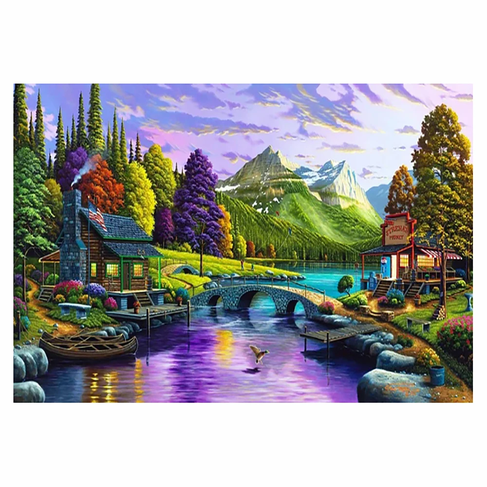 

KamyYi Diamond Autumn Manor 5D Full Diamond Square Round Rhinestone Embroidery Cross stitch Mosaic Set Gift