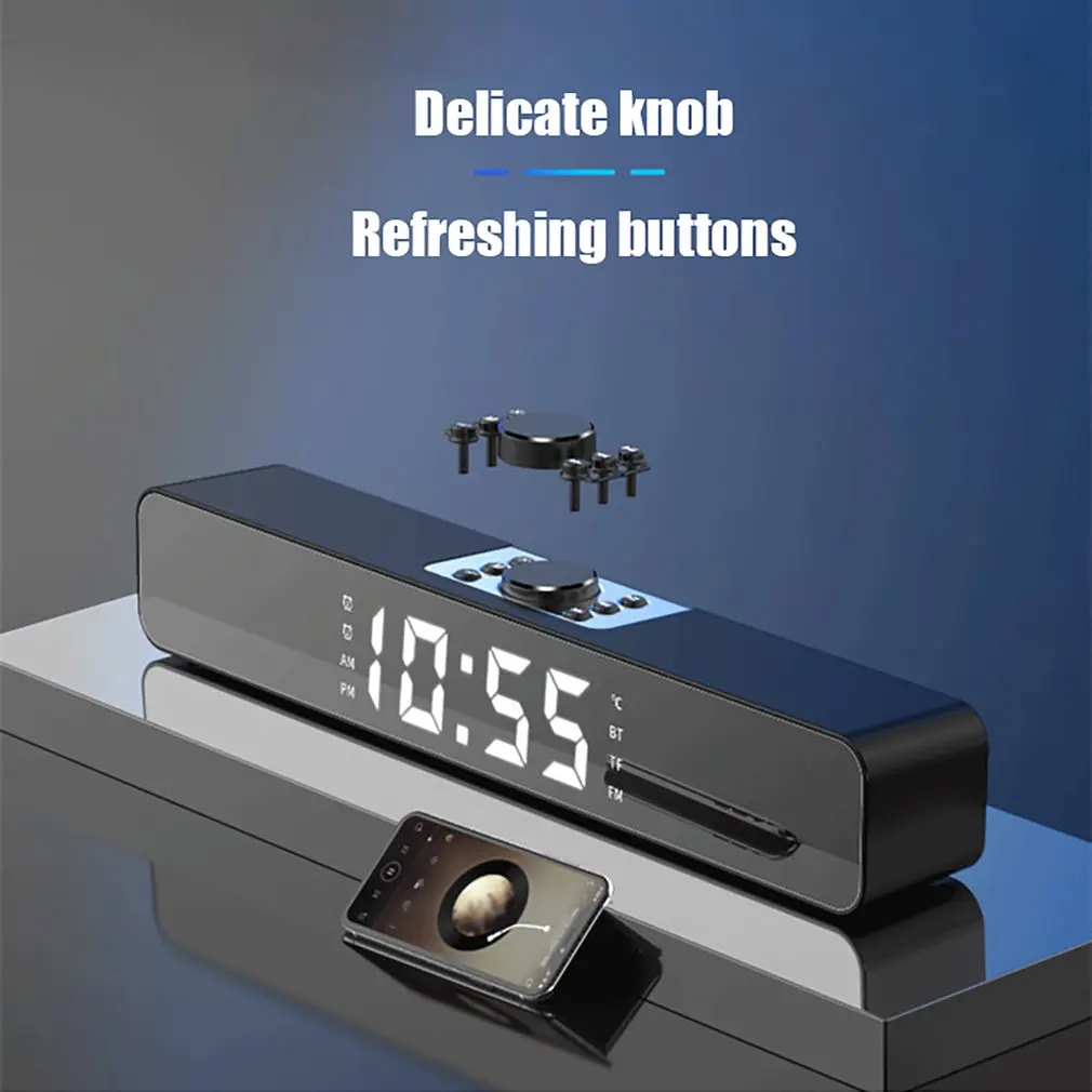 

Беспроводной светодиодный Саундбар Bluetooth динамик s будильник домашний кинотеатр динамик объемный сабвуфер AUX Бумбокс USB динамик s для ПК ТВ