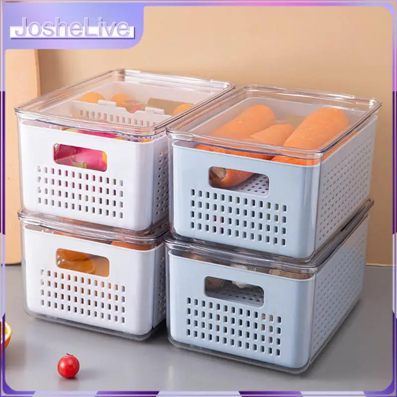 

Контейнер для хранения в холодильнике, контейнер для свежих овощей и фруктов, сливная корзина, контейнеры для хранения с крышкой, органайзеры для кухонных инструментов